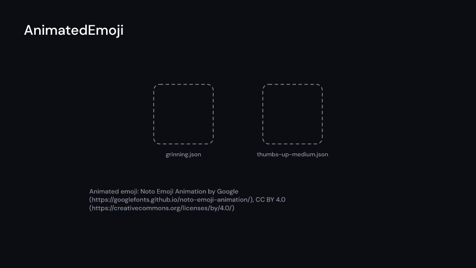 AnimatedEmoji demo, first frame