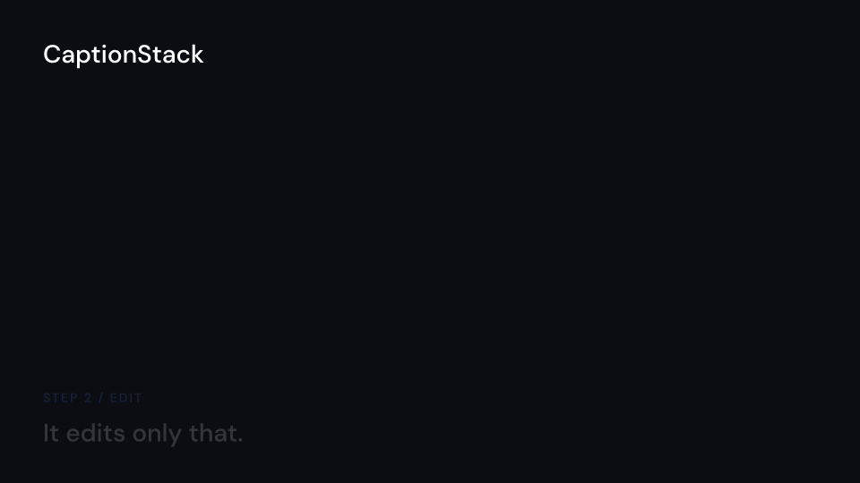 CaptionStack demo, first frame
