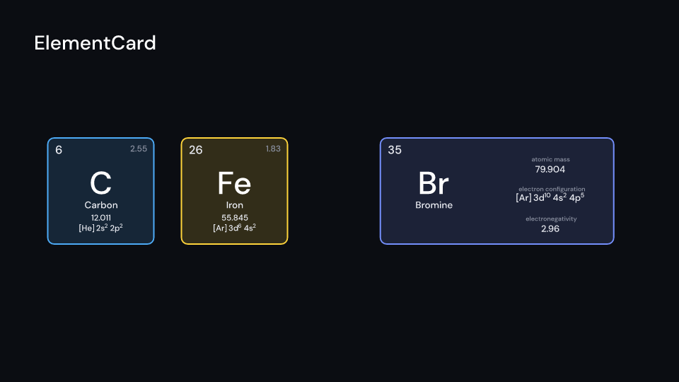 ElementCard demo, first frame
