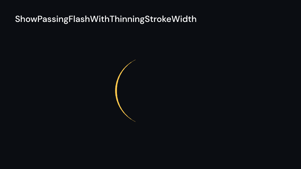 ShowPassingFlashWithThinningStrokeWidth demo, first frame
