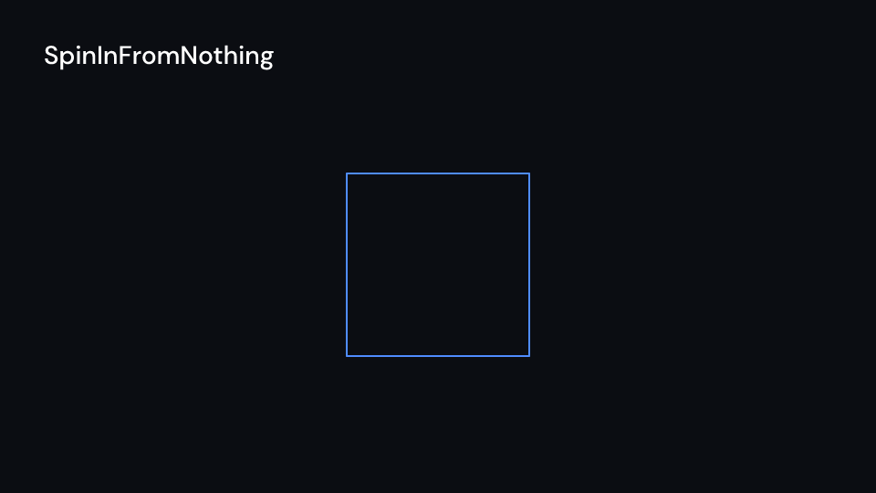 SpinInFromNothing demo, first frame