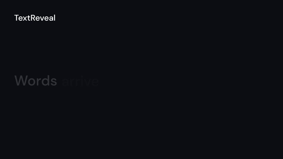 TextReveal demo, first frame