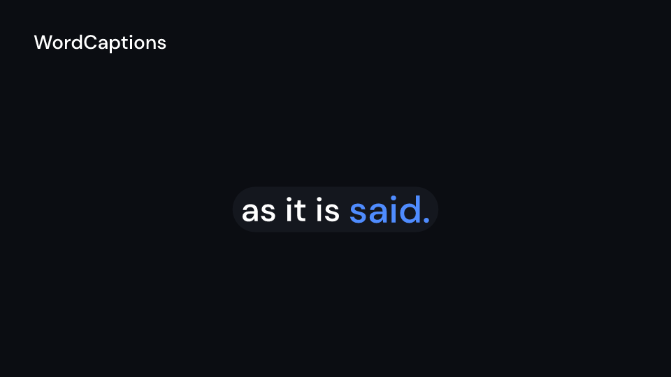 WordCaptions demo, first frame